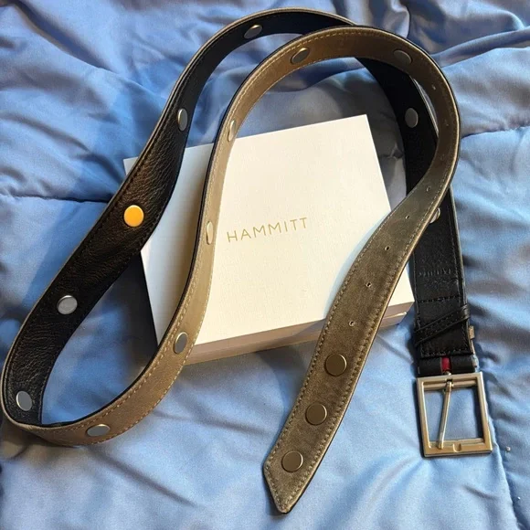 Hammitt reversible Black/ Pewter Leather Belt - Picture 4 of 4